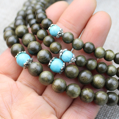 极速老料金丝楠木1n08颗文玩手串隔珠情侣手链金丝楠佛珠原木念珠