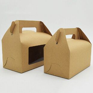 极速10Pcs Kraft Panpers Cake Boxes With Transparent Window F