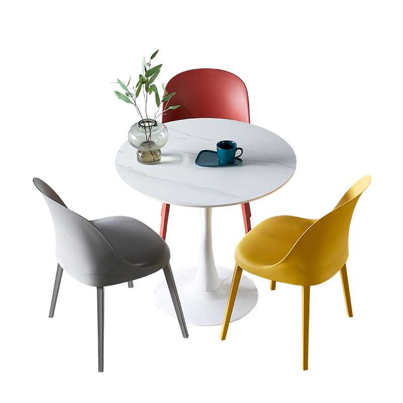 极速商用洽谈桌椅组合岩板小圆桌子会客接待圆桌家W用小户型餐桌