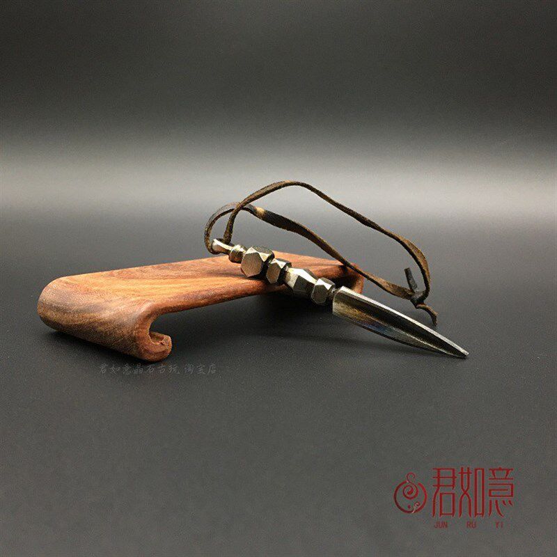 新品尼泊尔藏天铁l金刚杵挂件 手工光面玄铁皮绳包浆金属文玩金刚