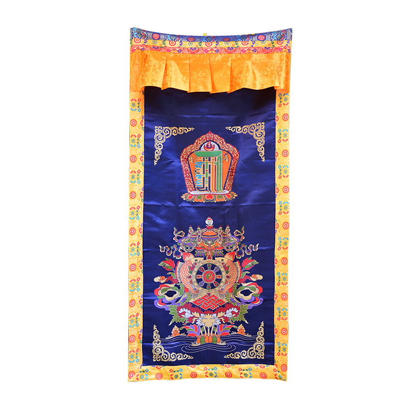 极速藏式八吉祥十相自在r门帘尼泊尔手推绣刺绣隔断帘遮挡佛堂家