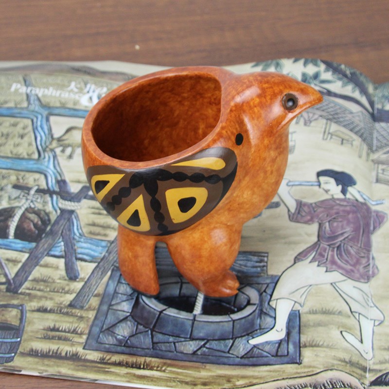 极速仰韶a文化仿古陶器鹰形陶鼎文创非遗彩陶画摆件笔筒桌面收纳