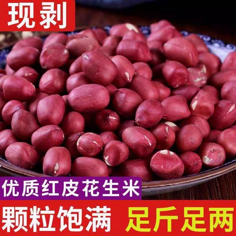 2025新红皮花生米生东北农家新鲜晒干花生原味不带壳四粒红衣花生