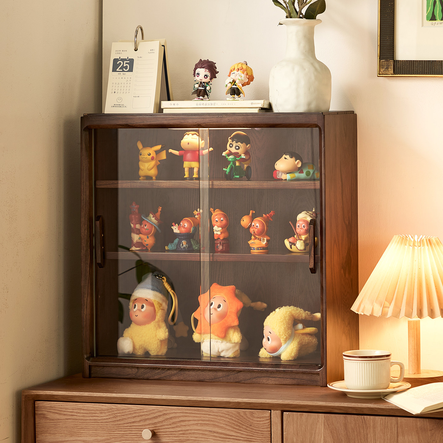 实木杯子茶具收纳柜桌面咖啡水杯客餐边柜手办展示置物柜架子木质