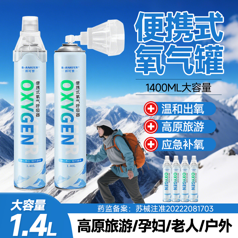 便携式氧气呼吸器瓶罐高原孕妇家用旅游缺氧老人吸氧面罩式大容量