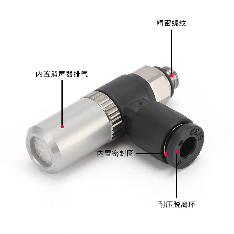 VHH管式真空发生器VHH-05-4M5微型迷你螺纹弯通气动快速快插接头
