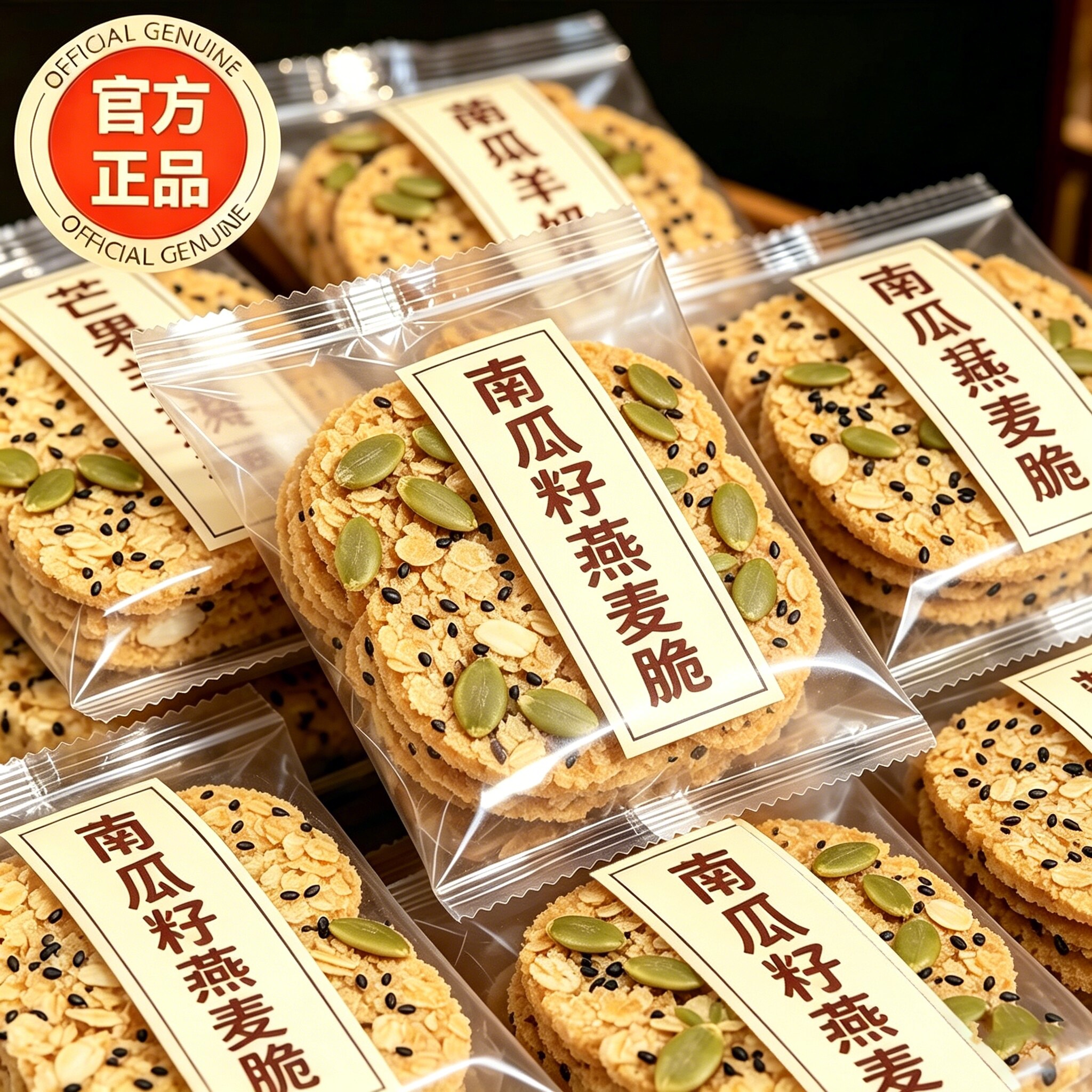 南瓜籽燕麦脆片谷物能量五谷杂粮粗粮解馋早餐饼干休闲小零食袋装