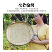 竹编米筛有孔圆簸箕竹筛子竹制品家用道具装 饰晾晒收纳竹匾