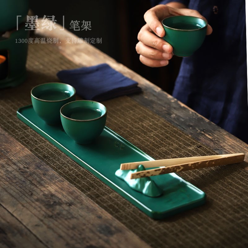 速发 文古陶瓷笔笔功夫茶具零配茶夹架架山复房四宝用品笔搁