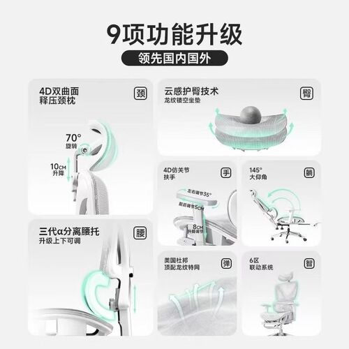 速发办公电脑椅人体工学椅家用舒适久坐不累员工椅电竞椅可躺座椅