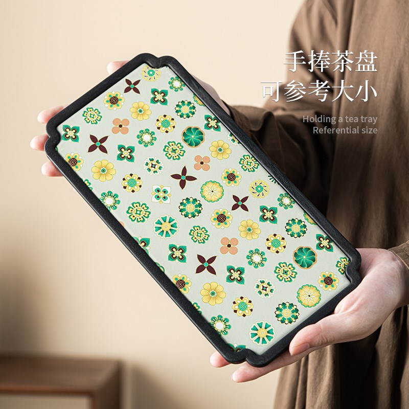 速发2025创意茶盘吸水长方形小型干泡盘陶瓷茶杯茶壶沥水盘托盘置