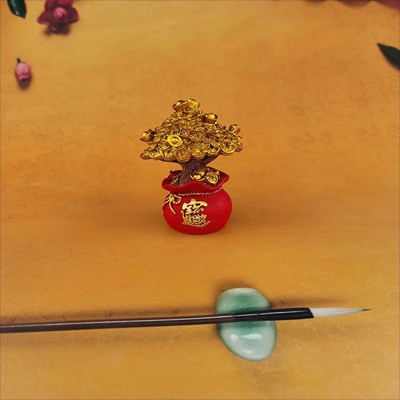 速发供应发财树摇钱树树脂工艺品摆件财神搭配金色招财树车饰配饰