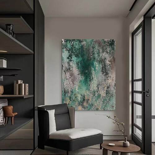 现货Est Art 入户手绘油画《冰川》抽象肌理P感玄关挂画客厅沙发