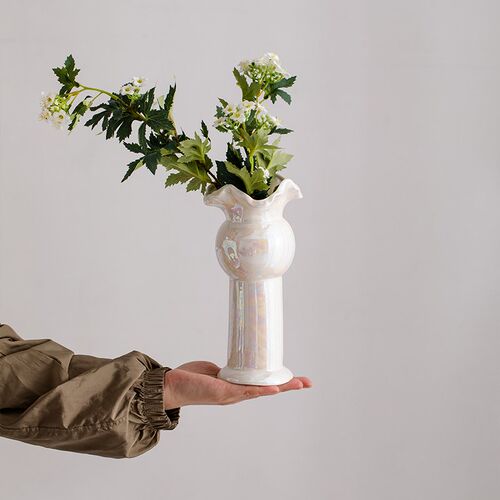 速发轻奢高级感现代珍珠釉珠光陶瓷装饰干花花瓶客厅摆件插花花器