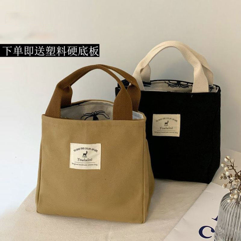 速发饭盒袋上学专用手提便当包高颜值保温餐袋便携防水防油黑色