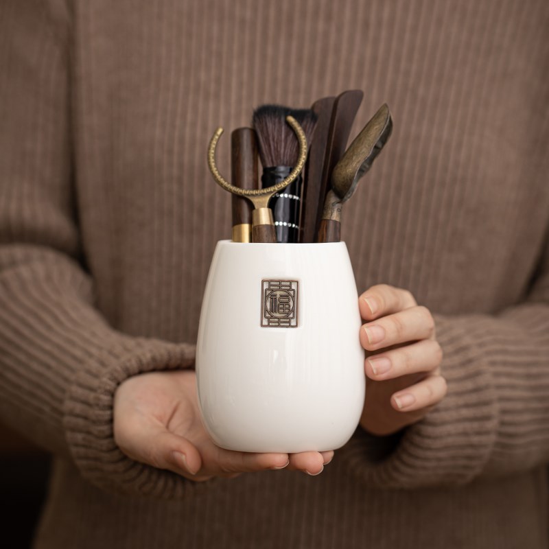 速发羊脂玉白瓷茶道六君子套装功夫茶具配件泡茶用品大全家用茶夹