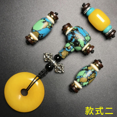 速发西藏九眼天珠配饰套餐手工108颗佛珠手串金刚星月菩提崖柏饰