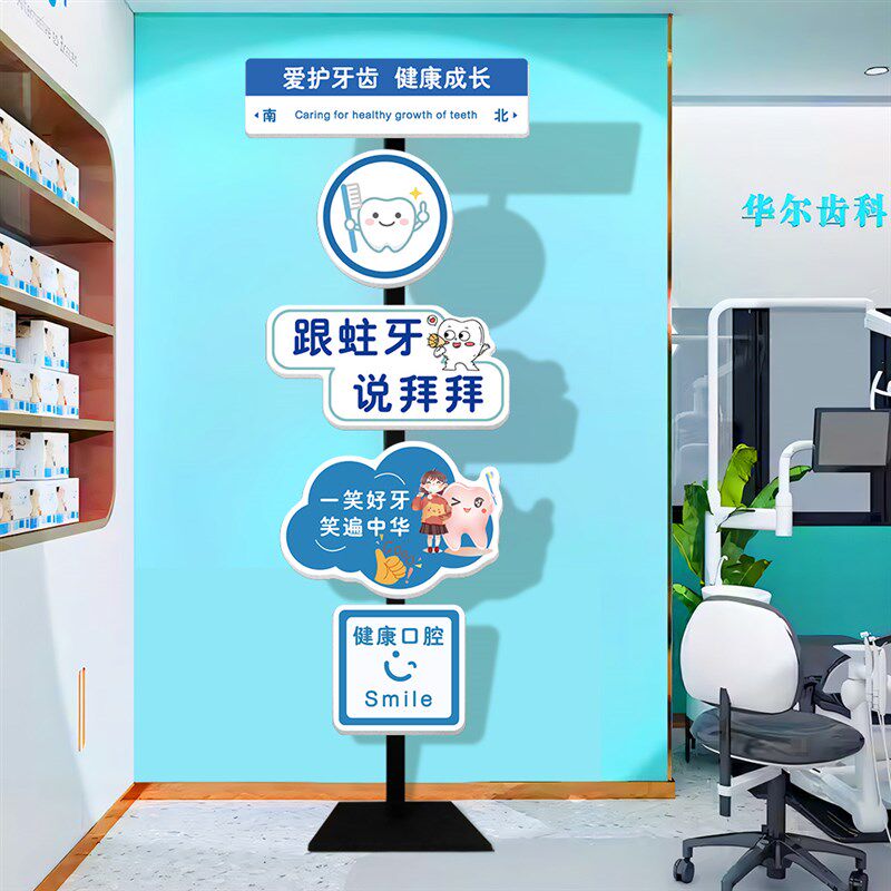 速发口腔诊所墙面装饰画儿童宣传海报挂图医院门室背景形象文化墙