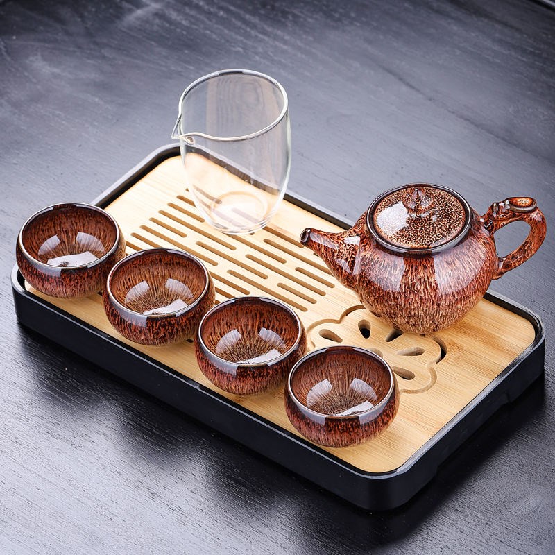 速发窑变旅行功夫茶具便携轻奢茶壶茶杯陶瓷泡茶壶建盏品茗杯