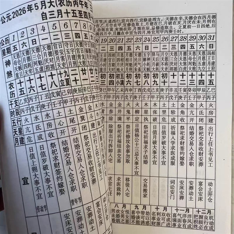 速发2026年新款老黄历老皇历农家历黄历农历年历本日历