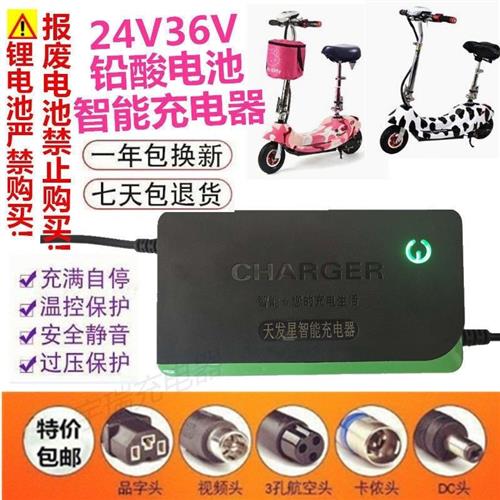 极速24V电瓶电动车充电器36V12ah20AH通用小海豚滑板车四轮代步轮