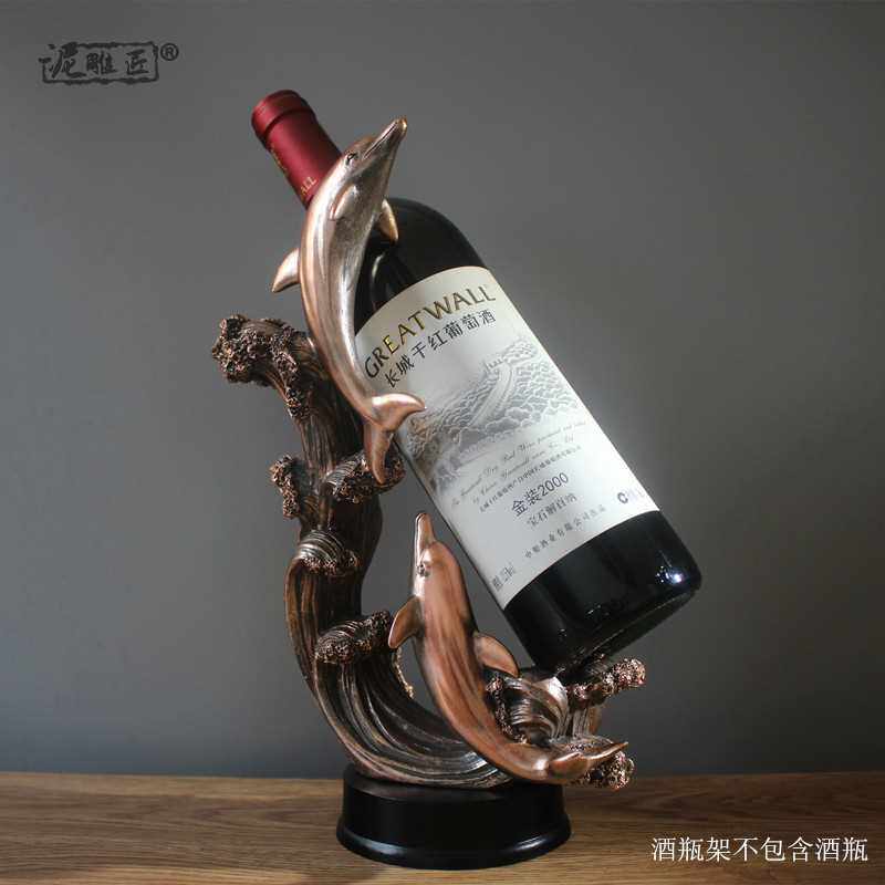 极速创意海豚红酒架摆件家居装饰酒柜客厅酒庄吧工艺礼品摆饰家用