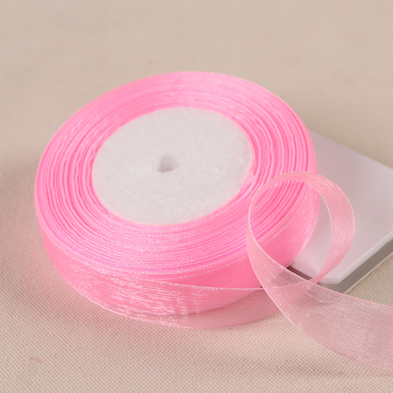 15mm 20mm 25mm 40mm 50mm Pink Organza Ribbon 45Meters/Roll D