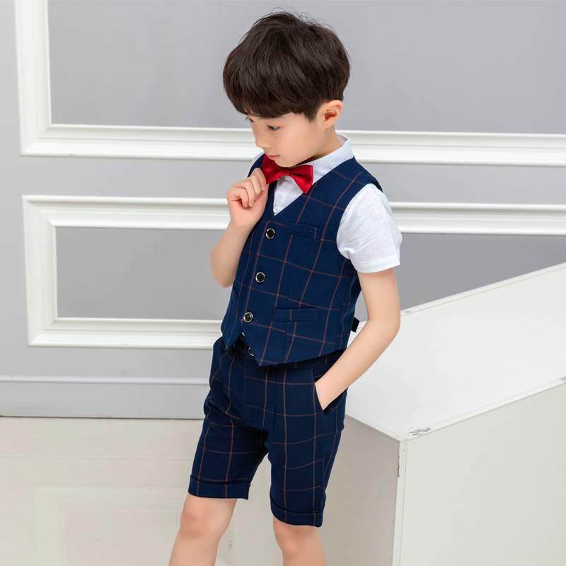 极速l主儿童钢琴演礼服男童表演小出花童西持人男孩西装马甲套装