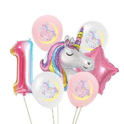 极速7Pcs Rainbow Unicorn Theme Party Balloons Unicorn Birthd