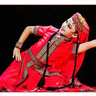 塔吉克族舞蹈服膺之舞演出服帕米尔少女表演服新疆民族艺考服紫茉