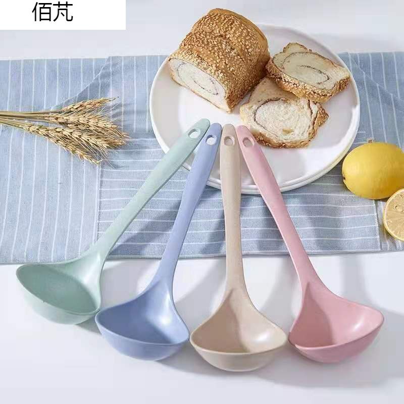 极速小麦秸秆勺子家用餐具汤碗加厚勺子饭匙健康环保汤勺麦香圆耳