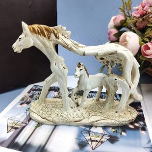 Mother And Child Horse Figurine Retro Sculpture Model Decor