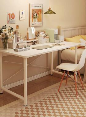 桌子女生卧室长方形桌子简易出租屋白色书桌简约ins电脑桌学习桌