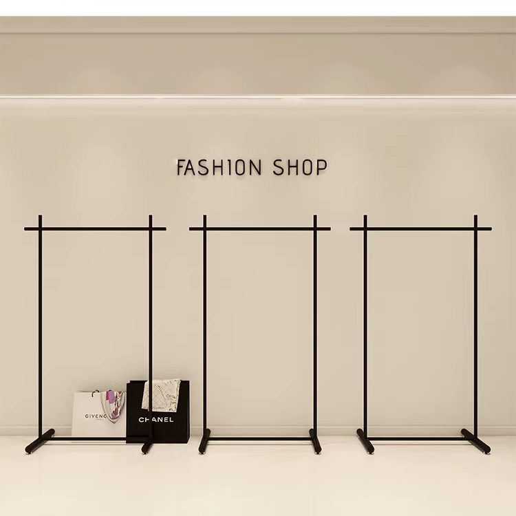 服装店展示架落地式上墙架挂衣架简约黑色中岛陈列架女装店货架子
