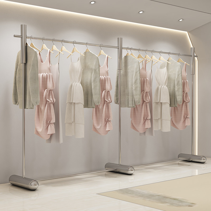 落地简约侧挂陈列架不锈钢服装店