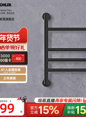 【政府补贴15%】科勒电加热毛巾架浴室智能恒温烘干置物架29355T