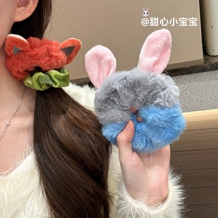 疯狂动物城朱迪毛绒大肠发圈狐尼克扎头发头绳少女秋冬可爱发饰