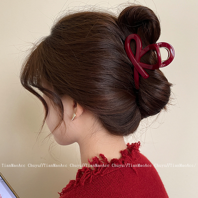 时尚流行色安可拉红色系中号抓夹