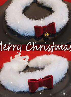 「派对限定」新年毛绒项链圣诞choker项圈锁骨链小铃铛蝴蝶结约会