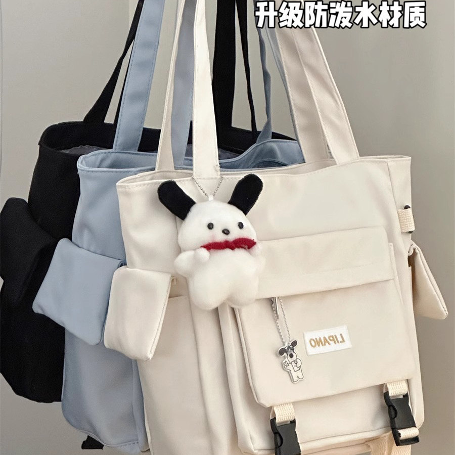 简约百搭大容量单肩包软妹少女手提袋学生补习上课书包通勤托特包