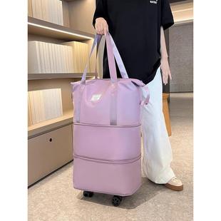 带轮子的旅行包女大容量轻便套拉杆收纳袋可折叠购物行李箱手提