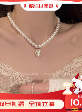 巴洛克珍珠项链女春天2025新款爆款吊坠颈链轻奢小众高级感锁骨链