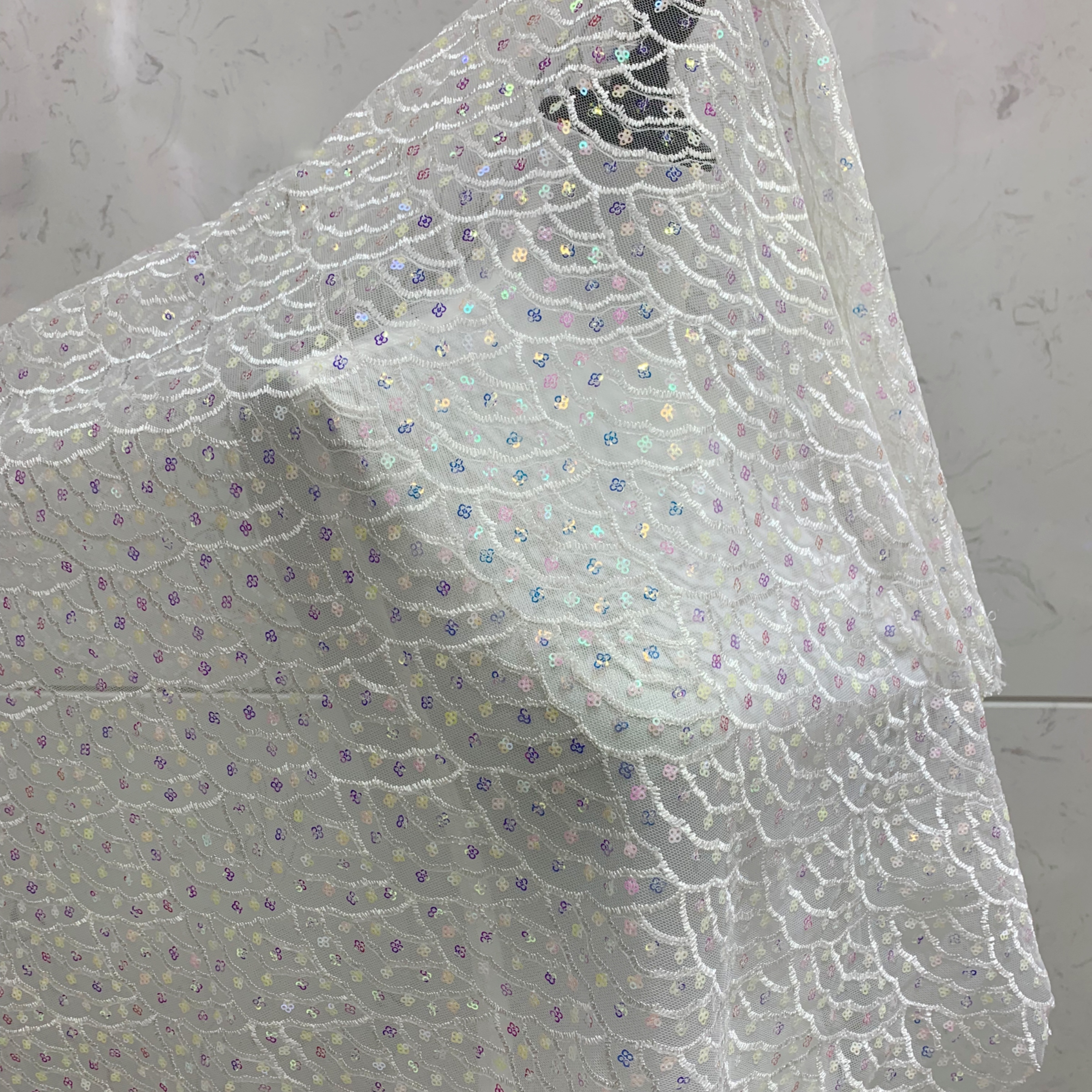 小云朵亮片花边DIY童装面料