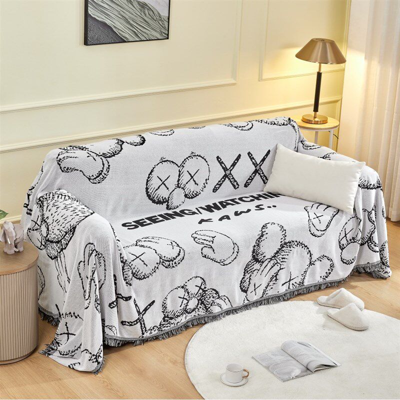 速发芝纱街沙发盖布全包多用沙发套罩沙季通用棉麻坐垫简约四发毯