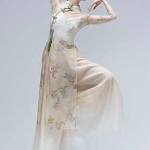 速发新款旗袍舞蹈服弹力演练舞古典舞国功服成人表演服舞蹈中