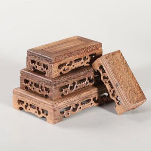 速发红木奇座底翅木摆件工艺品实木长正方形鸡石花盆花瓶茶壶佛像