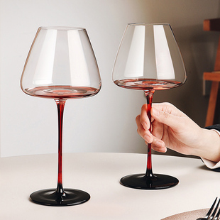 速发大号轻奢高档黑家结红杆勃艮第大肚杯领用高晶套装 水脚杯子