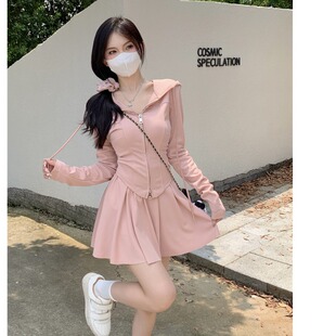 速发时码秋冬休闲小个子两街高级感卫衣显高大尚炸件套装裙