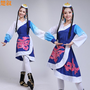 蹈演出服装 速发新款 式 成人水袖 藏服大摆裙少数民族表演服 藏族舞装