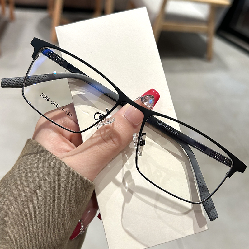 速发商务半框男近视框帅斯文眉线痞理架镜工男无度数平光镜